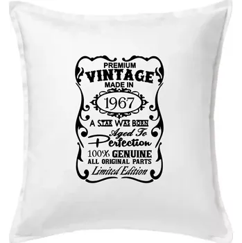 Polštář Vintage Etiketa - 1967 - Polštář 50x50 - 50x50 - Pouze potah ( Bílá )