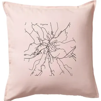 Polštář Černobílá mapa Vizovice - Polštář 50x50 - 50x50 - Pouze potah ( Světle růžová )