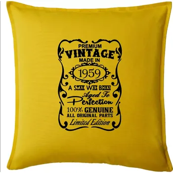 Polštář Vintage Etiketa - 1959 - Polštář 50x50 - 50x50 - Pouze potah ( Žlutá )