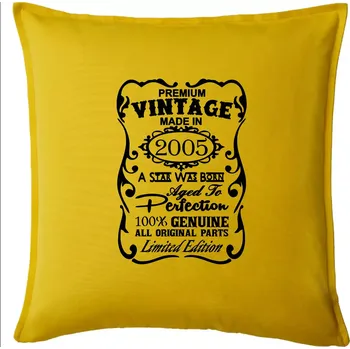 Polštář Vintage Etiketa - 2005 - Polštář 50x50 - 50x50 - Pouze potah ( Žlutá )