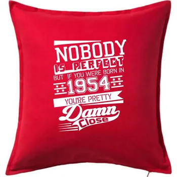 Polštář Nobody is perfect - 1954 - Polštář 50x50 - 50x50 - Včetně výplně ( Červená )