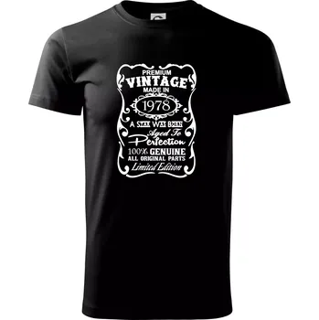 Vintage Etiketa - 1978 - Triko extra velké (5-8XL) - 7XL ( Černá )