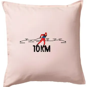 Polštář 10km po Jizerkách - Polštář 50x50 - 50x50 - Pouze potah ( Světle růžová )