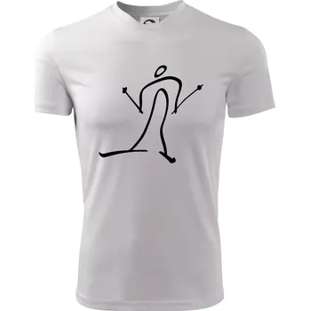 Chlapecké tričko Běžkař kreslený - Dětské triko sportovní (dresovina) - 122 cm/6 let ( Bílá )