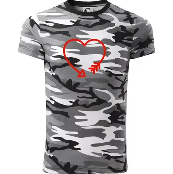 Pánské tričko Srdce šíp - Army CAMOUFLAGE - M ( Šedý maskáč )