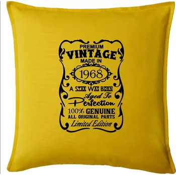 Polštář Vintage Etiketa - 1968 - Polštář 50x50 - 50x50 - Pouze potah ( Žlutá )