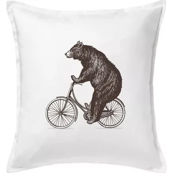 Polštář Medvěd na kole - Polštář 50x50 - 50x50 - Pouze potah ( Bílá )