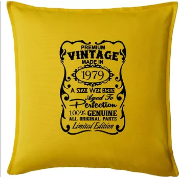 Polštář Vintage Etiketa - 1979 - Polštář 50x50 - 50x50 - Včetně výplně ( Žlutá )