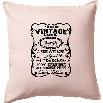 Polštář Vintage Etiketa - 1964 - Polštář 50x50 - 50x50 - Pouze potah ( Světle růžová )