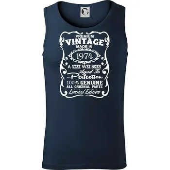 Vintage Etiketa - 1974 - Tílko pánské Core - M ( Námořní modrá (velmi tmavá - téměř černá) )