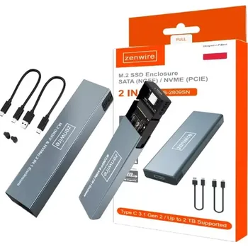Externí adaptér na SSD disk M.2 NVMe a SATA, USB-C 3.1 Gen 2 10Gb/s Zenwire BS-2809SN