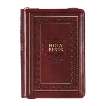 KJV Large Print Compact Bible Burgundy with Zipper Faux Leather (Pevná)