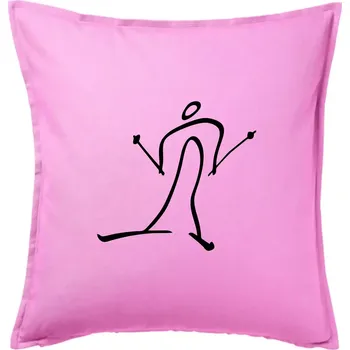 Polštář Běžkař kreslený - Polštář 50x50 - 50x50 - Pouze potah ( Růžová )