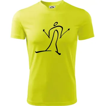 Běžkař kreslený - Dětské triko sportovní (dresovina) - 158 cm/12 let ( Neonově žlutá )