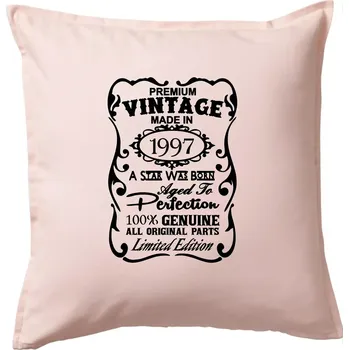 Polštář Vintage Etiketa - 1997 - Polštář 50x50 - 50x50 - Včetně výplně ( Světle růžová )