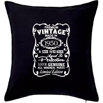 Polštář Vintage Etiketa - 1950 - Polštář 50x50 - 50x50 - Pouze potah ( Černá )
