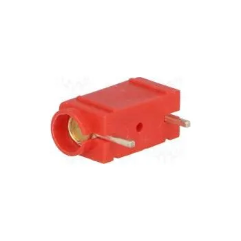 Auto elektroinstalace Zásuvka banánek 4mm 10A 250VDC červená stříbřený PCB 23,3mm
