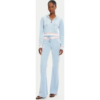 Dámská mikina Juicy Couture Mikina Velour Crop JCWAS225351 Světle modrá Regular Fit S