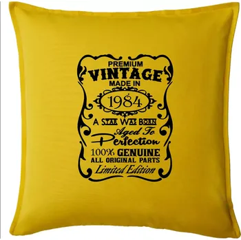 Polštář Vintage Etiketa - 1984 - Polštář 50x50 - 50x50 - Pouze potah ( Žlutá )