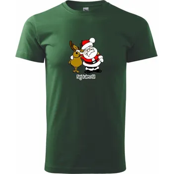 Pánské tričko Nej kámoši - Santa a sob - Klasické pánské triko vyšší gramáže - S ( Lahvově zelená )