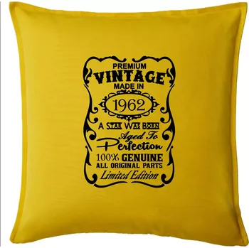 Polštář Vintage Etiketa - 1962 - Polštář 50x50 - 50x50 - Pouze potah ( Žlutá )