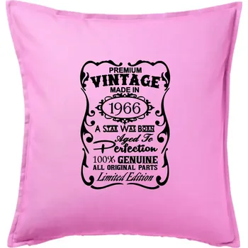 Polštář Vintage Etiketa - 1966 - Polštář 50x50 - 50x50 - Pouze potah ( Růžová )