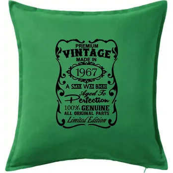 Polštář Vintage Etiketa - 1967 - Polštář 50x50 - 50x50 - Pouze potah ( Středně zelená )