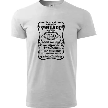 Pánské tričko Vintage Etiketa - 1940 - Triko extra velké (5-8XL) - 7XL ( Světlešedý Melír )