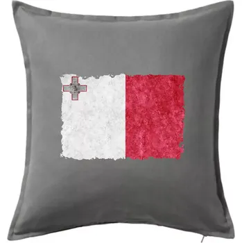 Polštář Vlajka Malta okousaná - Polštář 50x50 - 50x50 - Pouze potah ( Tmavě šedý melír )