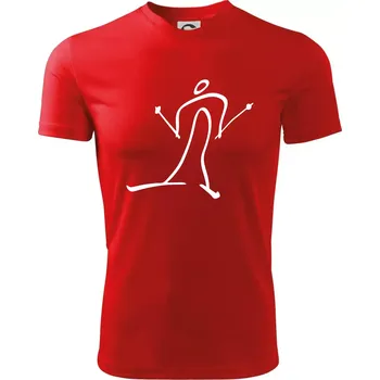 Chlapecké oblečení Běžkař kreslený - Dětské triko sportovní (dresovina) - 158 cm/12 let ( Červená )
