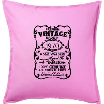 Polštář Vintage Etiketa - 1970 - Polštář 50x50 - 50x50 - Pouze potah ( Růžová )