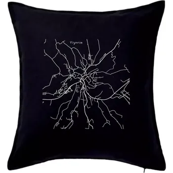 Polštář Černobílá mapa Vizovice - Polštář 50x50 - 50x50 - Pouze potah ( Černá )