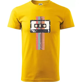 Pánské tričko Retro kazeta - pruhy - Triko extra velké (5-8XL) - 8XL ( Žlutá )