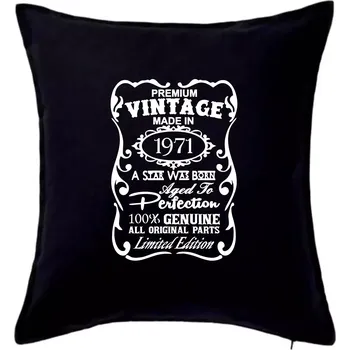 Polštář Vintage Etiketa - 1971 - Polštář 50x50 - 50x50 - Pouze potah ( Černá )