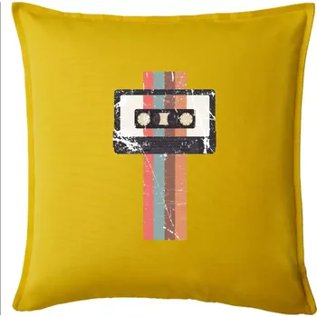 Polštář Retro kazeta - pruhy - Polštář 50x50 - 50x50 - Pouze potah ( Žlutá )