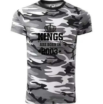 Pánské oblečení Kings are born in 2003 - Army CAMOUFLAGE - 2XL ( Šedý maskáč )