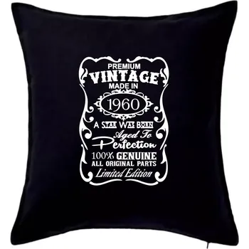 Polštář Vintage Etiketa - 1960 - Polštář 50x50 - 50x50 - Pouze potah ( Černá )