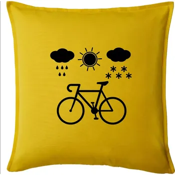 Polštář Cyklista za každého počasí - Polštář 50x50 - 50x50 - Pouze potah ( Žlutá )