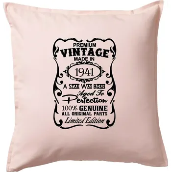 Polštář Vintage Etiketa - 1941 - Polštář 50x50 - 50x50 - Pouze potah ( Světle růžová )