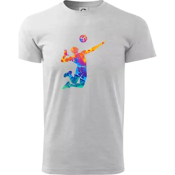 Pánské tričko Volejbalista splash s míčem - Triko extra velké (5-8XL) - 6XL ( Světlešedý Melír )