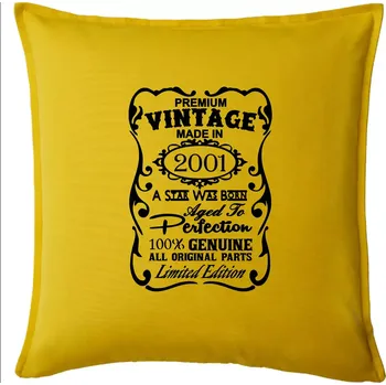 Polštář Vintage Etiketa - 2001 - Polštář 50x50 - 50x50 - Pouze potah ( Žlutá )
