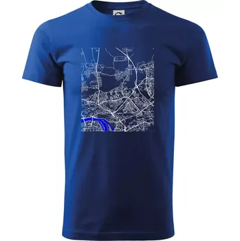 Pánské tričko Praha 18200 - Mapa s vodními toky - Triko extra velké (5-8XL) - 7XL ( Královská modrá )