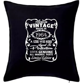 Polštář Vintage Etiketa - 1964 - Polštář 50x50 - 50x50 - Pouze potah ( Černá )