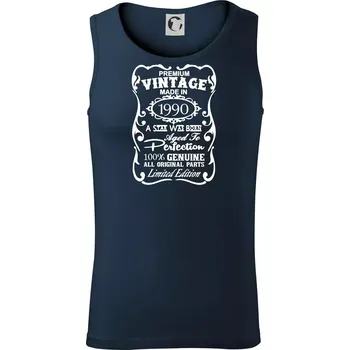 Pánská móda Vintage Etiketa - 1990 - Tílko pánské Core - XL ( Námořní modrá (velmi tmavá - téměř černá) )