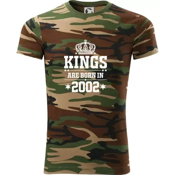 Pánské tričko Kings are born in 2001 - Army CAMOUFLAGE - 2XL ( Hnědý maskáč )
