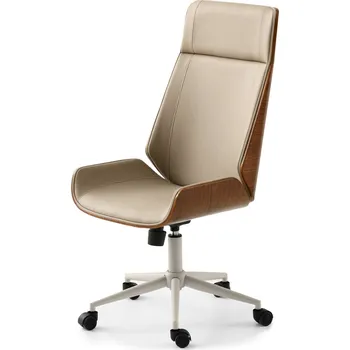 Křeslo Mebel Partner Aukley (ořech + tmavě béžová + šedá)