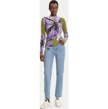 Dámské kalhoty Desigual Jeansy Sunflower 25WWDD23 Modrá Straight Fit 42
