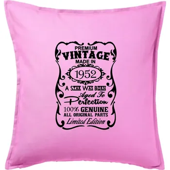 Polštář Vintage Etiketa - 1952 - Polštář 50x50 - 50x50 - Pouze potah ( Růžová )