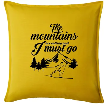 Polštář The mountains are calling běžkař - Polštář 50x50 - 50x50 - Pouze potah ( Žlutá )