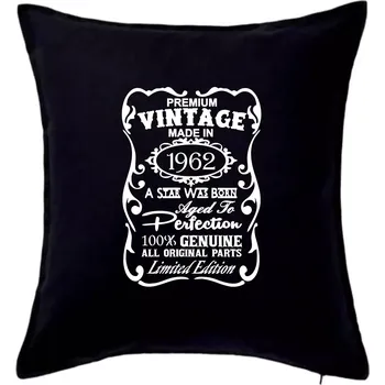 Polštář Vintage Etiketa - 1962 - Polštář 50x50 - 50x50 - Pouze potah ( Černá )